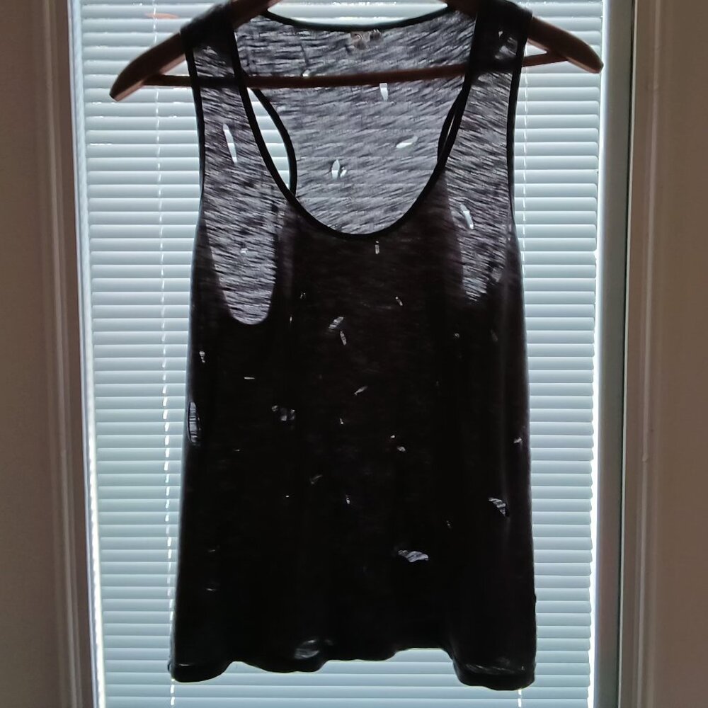Comune Womens Charcoal Gray Neat Destroyed Tank Top 💕